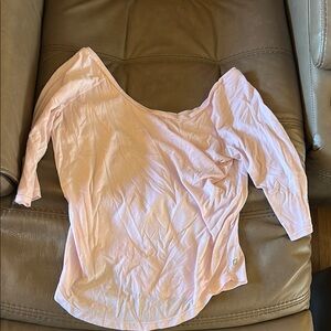 Fabletics Pink Wide Neck 3/4 Sleeve Top